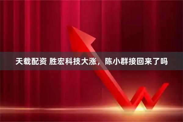 天载配资 胜宏科技大涨，陈小群接回来了吗